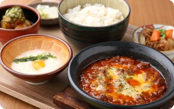 あか牛のトマト煮 あぶりチーズ定食